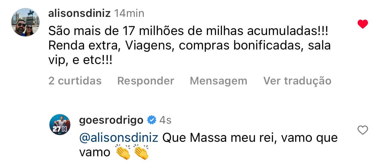 17 milhões de milhas acumuladas